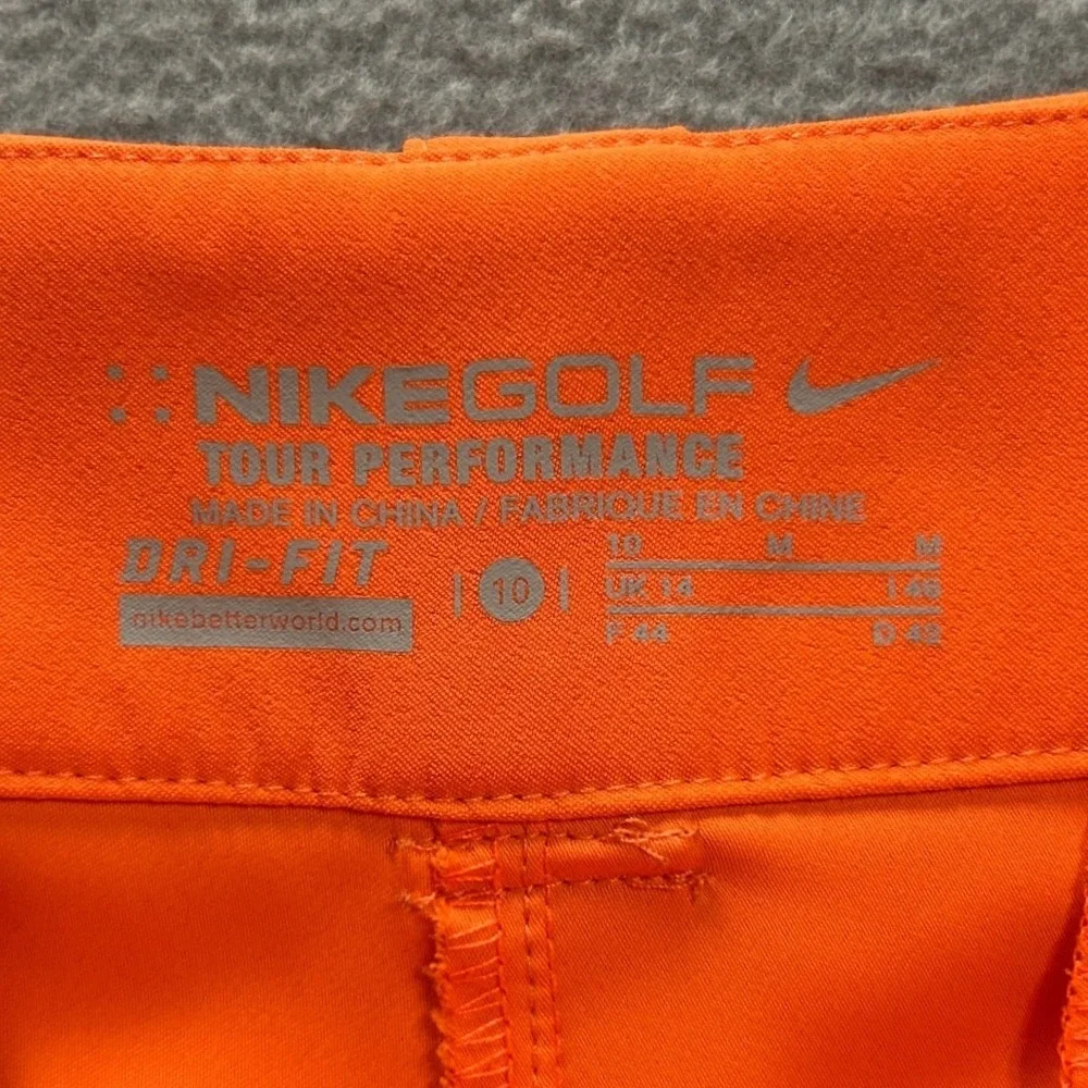 Nike Golf Tour Performance Golf Shorts Womens 10 Orange Dri-FIT Athletic Outdoor